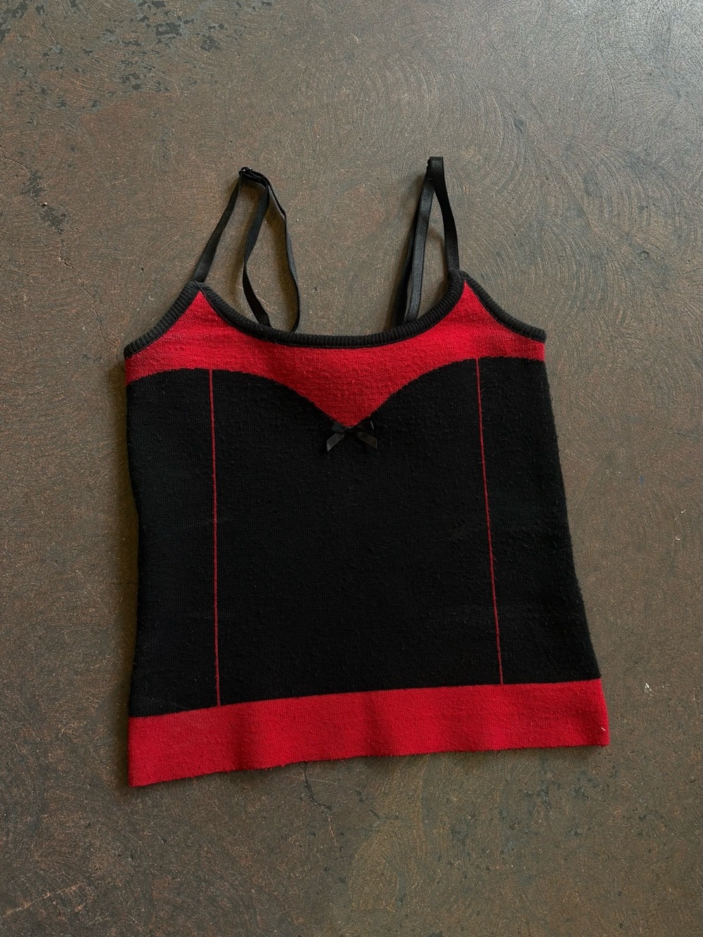 Black and Red Knit Cami Tank Top